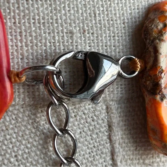 Orange Jasper & Sterling Necklace - Picture 5 of 7